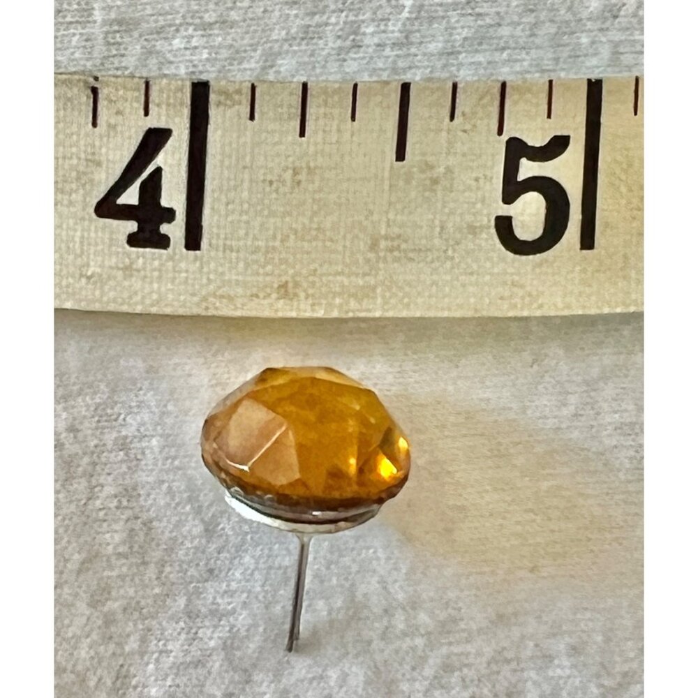 Vintage Amber-Like Gemstone Stud Earrings With Metal Backing – .5” Diameter - Picture 7 of 7